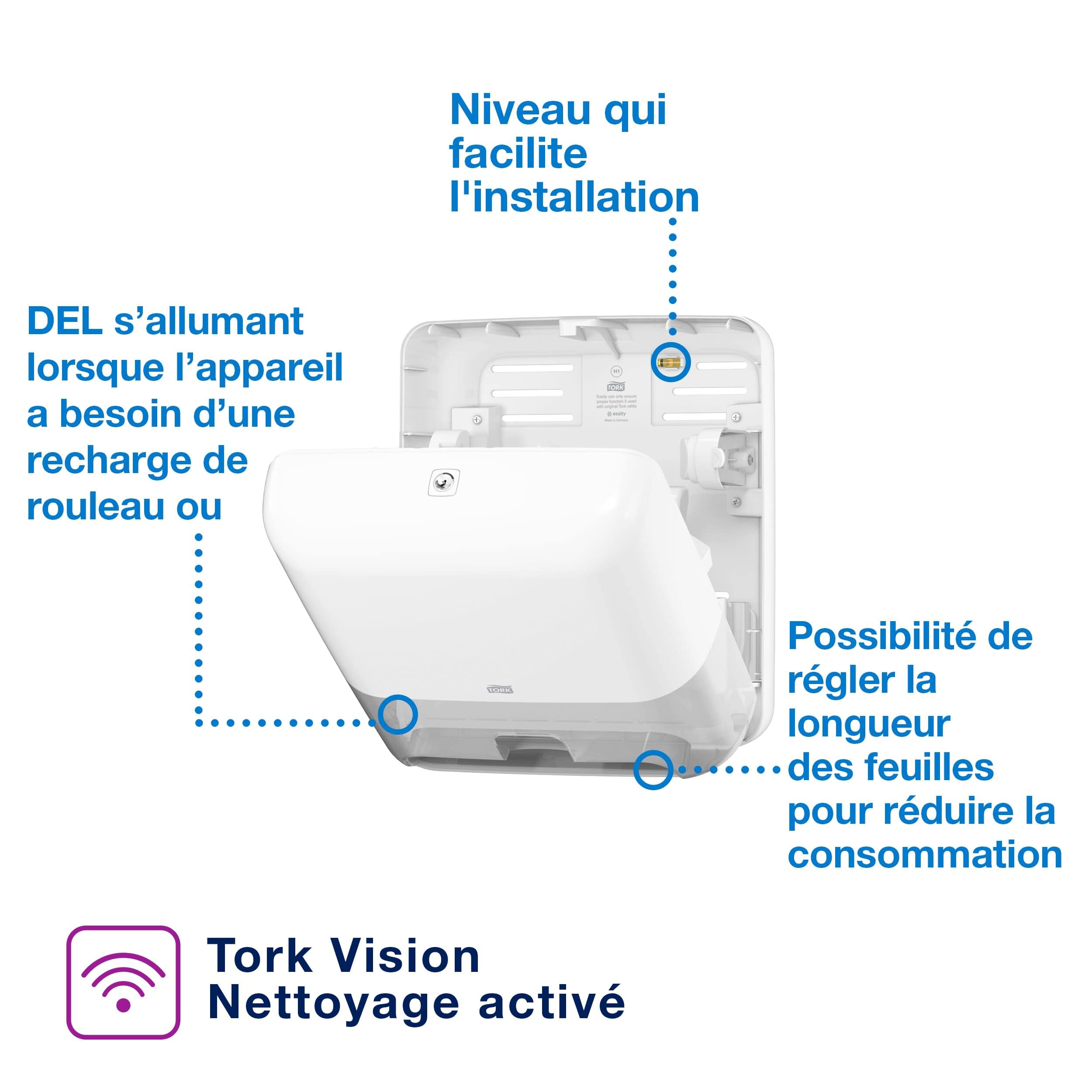 Tork Matic Distributeur Automatique pour essuie-Mains Rouleau Blanc H1, Distribution Feuille-à-Feuille, Gamme Elevation, 551100