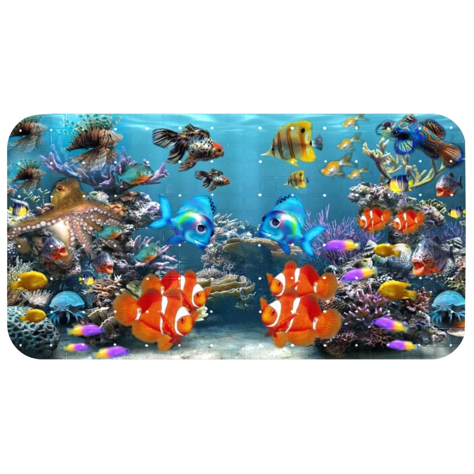 Tapis de bain antidérapant pour bébé avec ventouses et drainage aquarium