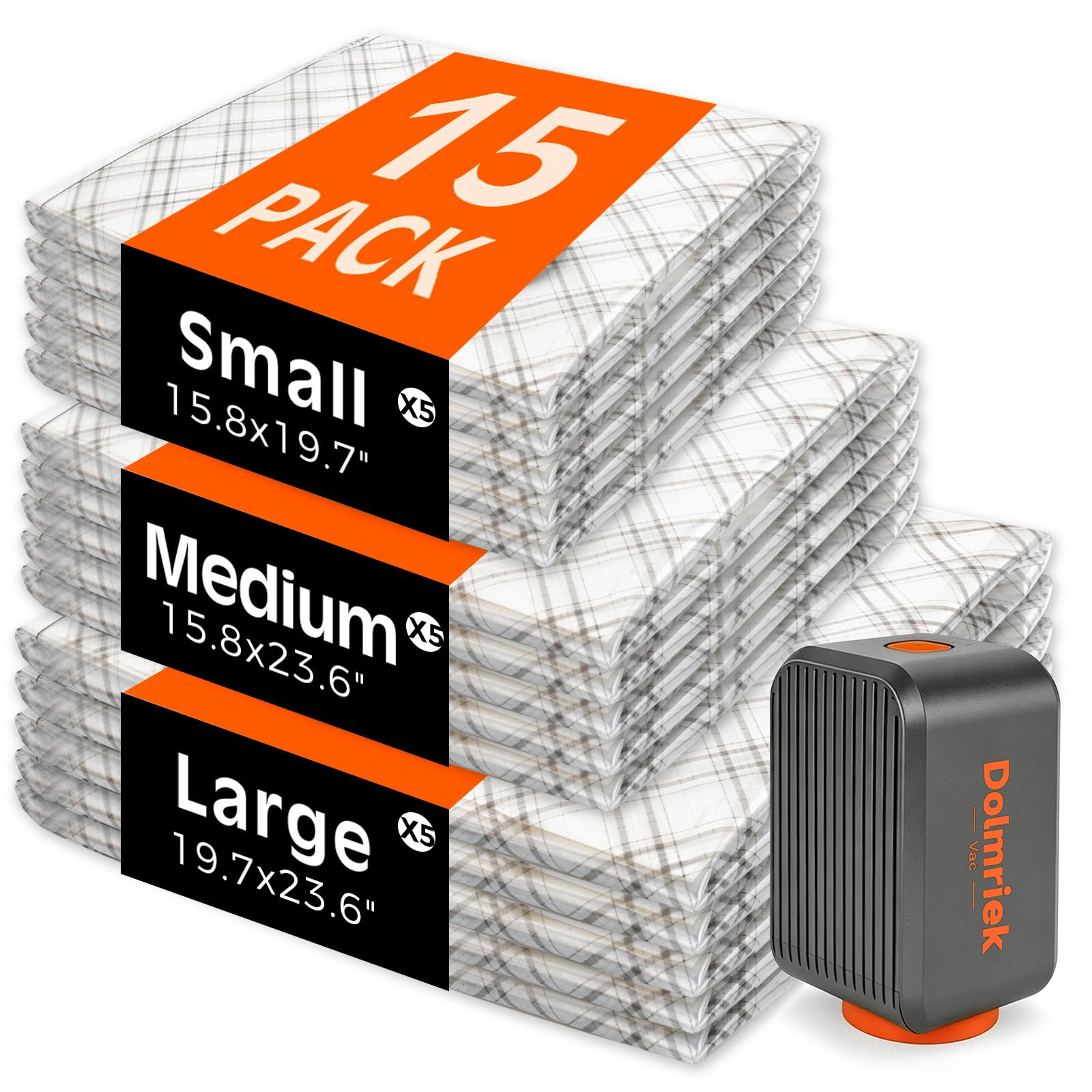 15-Pack Vacuum Seal Bags for Clothing Travel with Cordless Pump