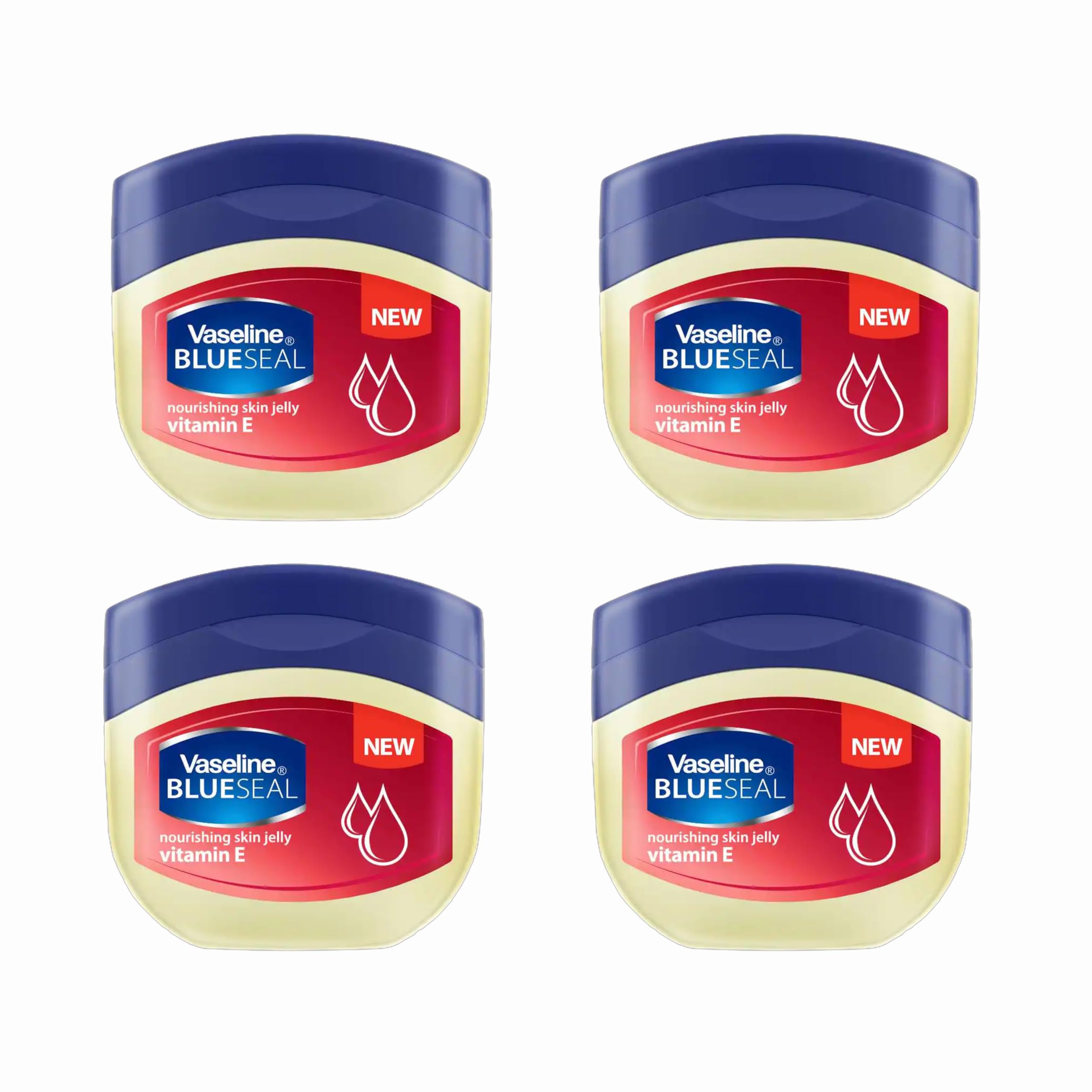 Vaseline Petroleum Jelly Blue Seal 50ml x 4 – Aloe Fresh & Vitamin E, Moisturising Skin Protectant, Dry Skin Care, Multipack (Vitamin E)