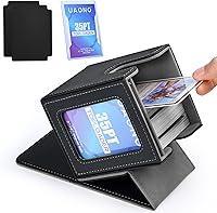 UAONO MTG Commander Deck Box - Holds 100+ Double-Sleeved Cards, Black Storage Case with Display Window, 2 Dividers & Top Loader