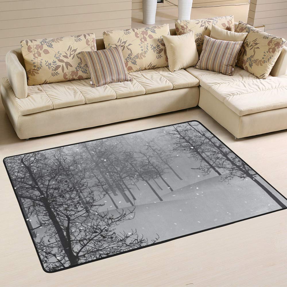 Tapis de forêt enneigée Ruchen grand format 80x58 inch en velours corail