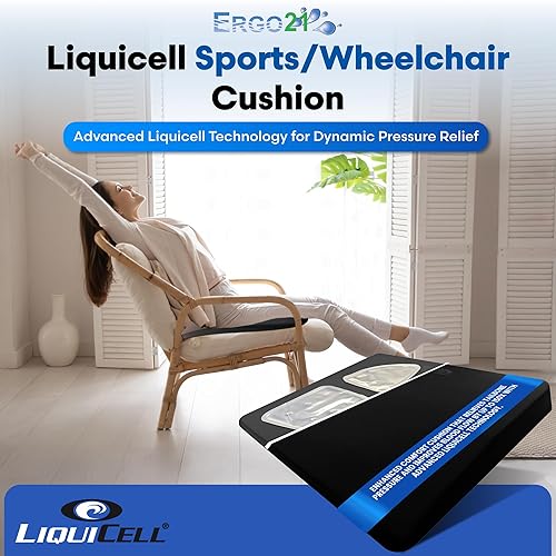 Miniatura 2 de LiquiCell - Cojín deportivo cómodo para silla de ruedas para aliviar la presión, personas mayores, dolor de coxis. Se puede utilizar en silla de