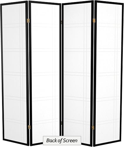 Miniatura 7 de Oriental Furniture Pantalla Shoji de doble cruz de 6 pies de alto color negro 4 paneles
