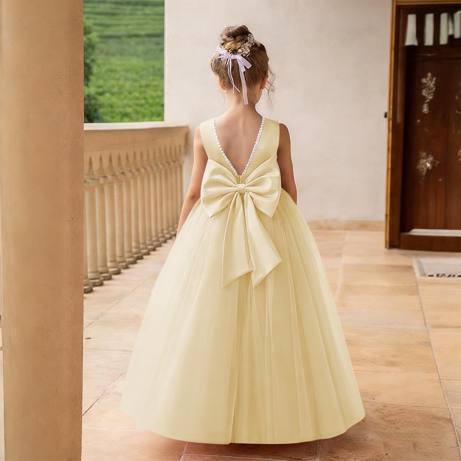 XINYUNZU Prinzessin Kleid Mädchen Tüllkleid Lang Abendkleider Festliche Kinderkleider Ärmellos Blumenmädchenkleider Hochzeit Elegant Dress Girl Sommerkleid Kleider für Kinder und Teenager 1-15 Jahre
