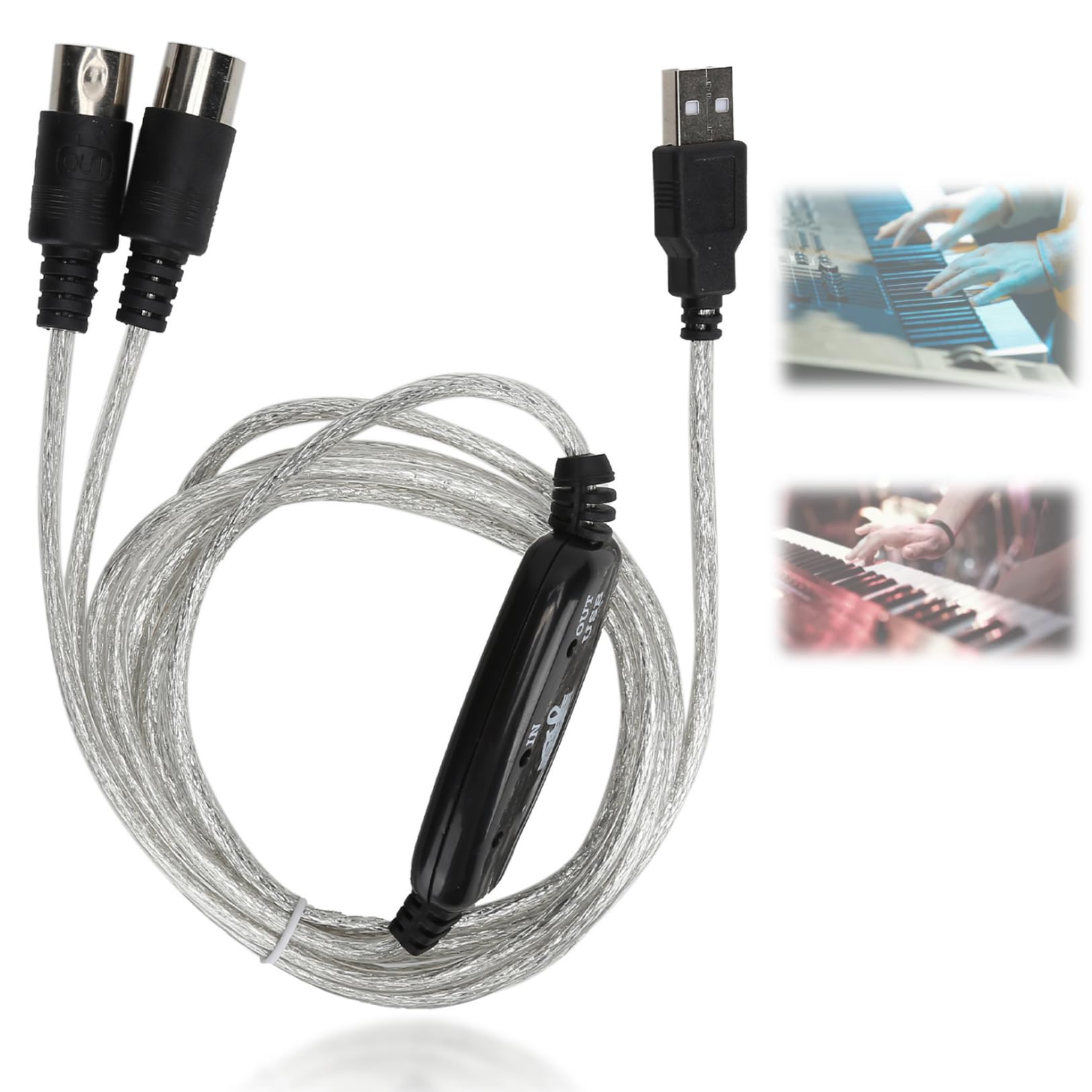 Kabel Midi na USB, wskaźnik LED kabla MIDI ze sterownikiem do podłączenia elektronicznych instrumentów muzycznych do podłączenia syntezatorów