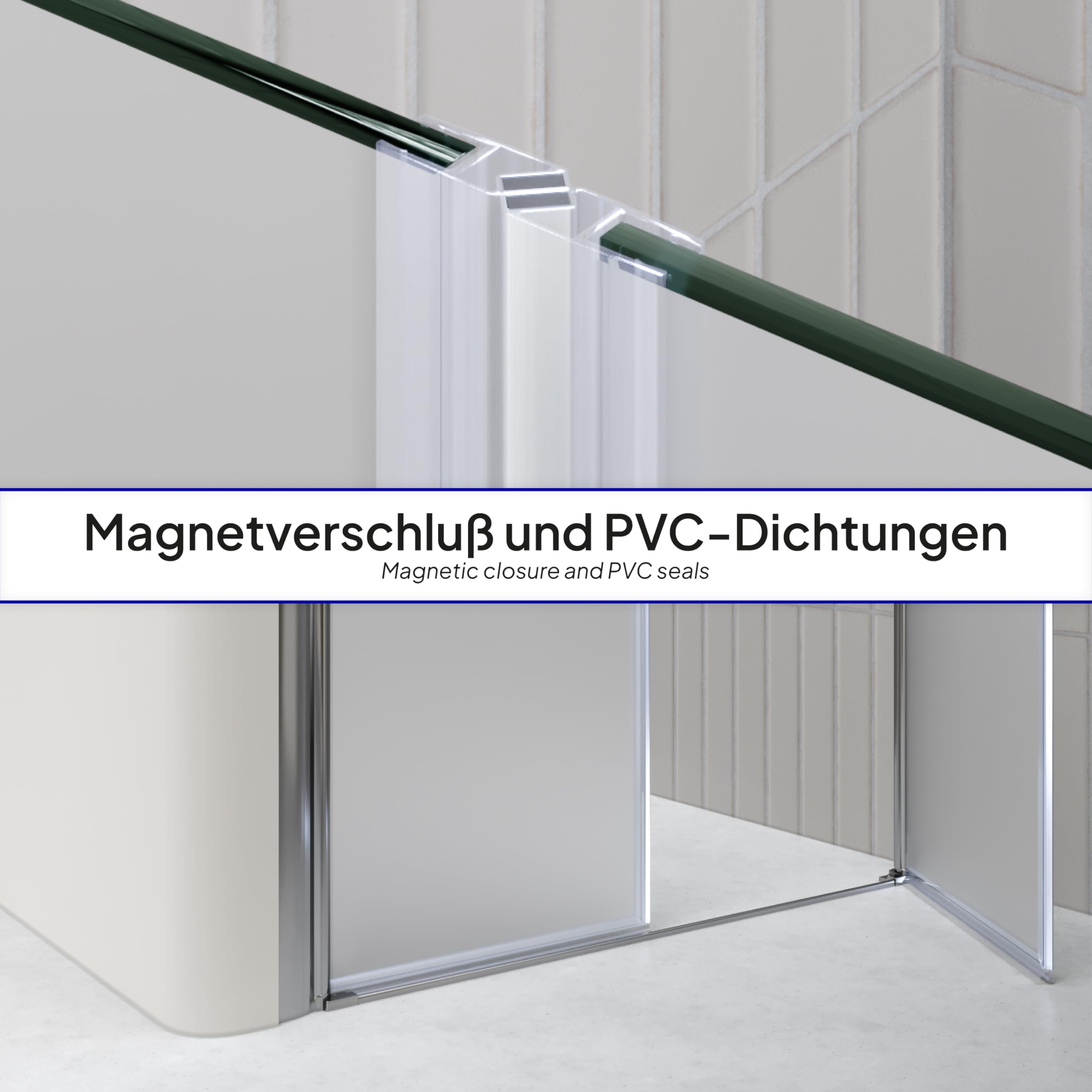 i-flair LIMA Duschtür 76x180 cm Nischentür mit Pendeltüren Satiniert, Verstellbereich 76-80 cm – 6 mm ESG Sicherheitsglas, Nanobeschichtung, Hebe-Senkmechanismus - DTF