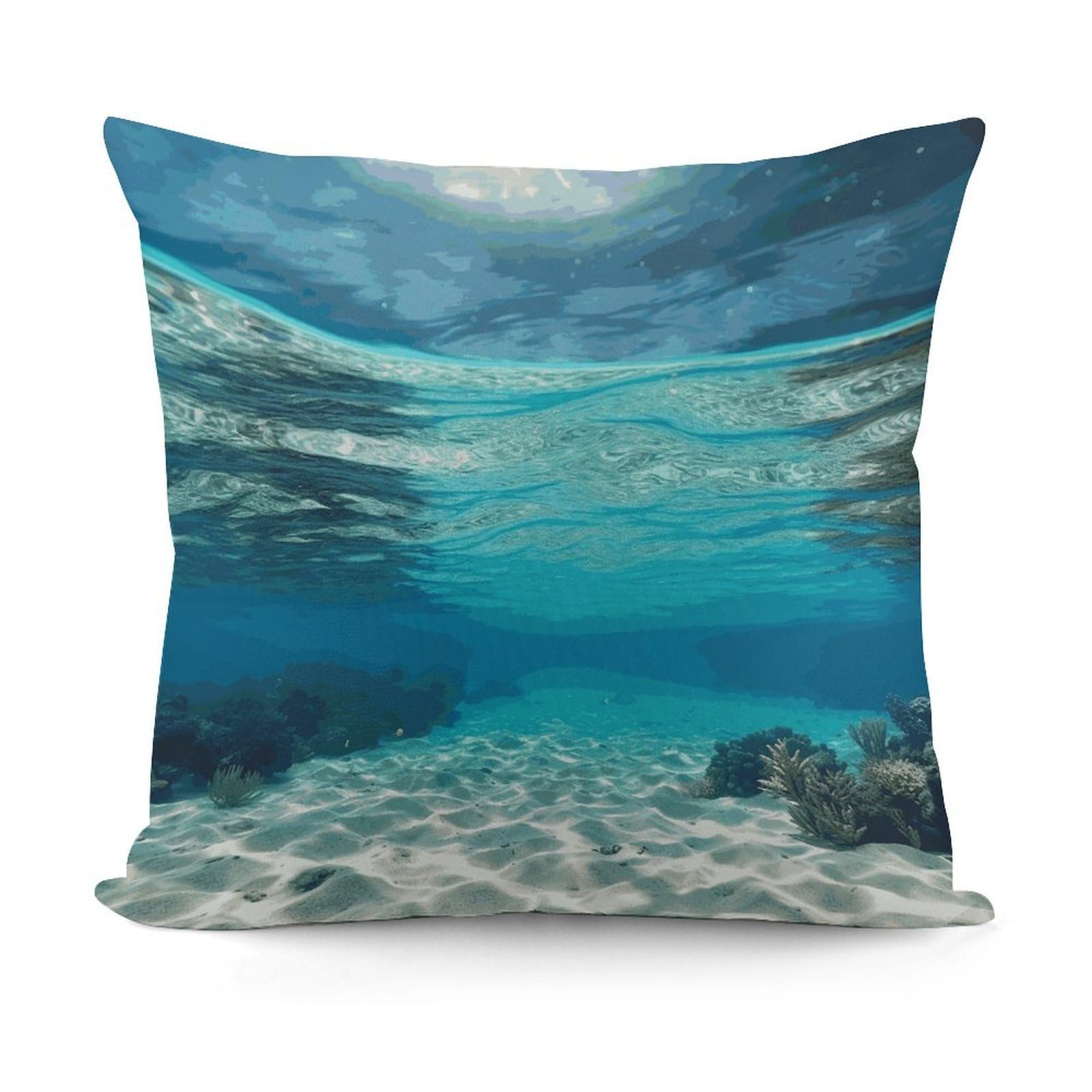 VstaDank Underwater View of Tropical Beach Throw Pillow Covers 18x18 Inch Soft Couch Home Decor Cushion Cover Comfortable Plush Square Cushion Case Farmhouse Decorative Pillowcase for Living Couch