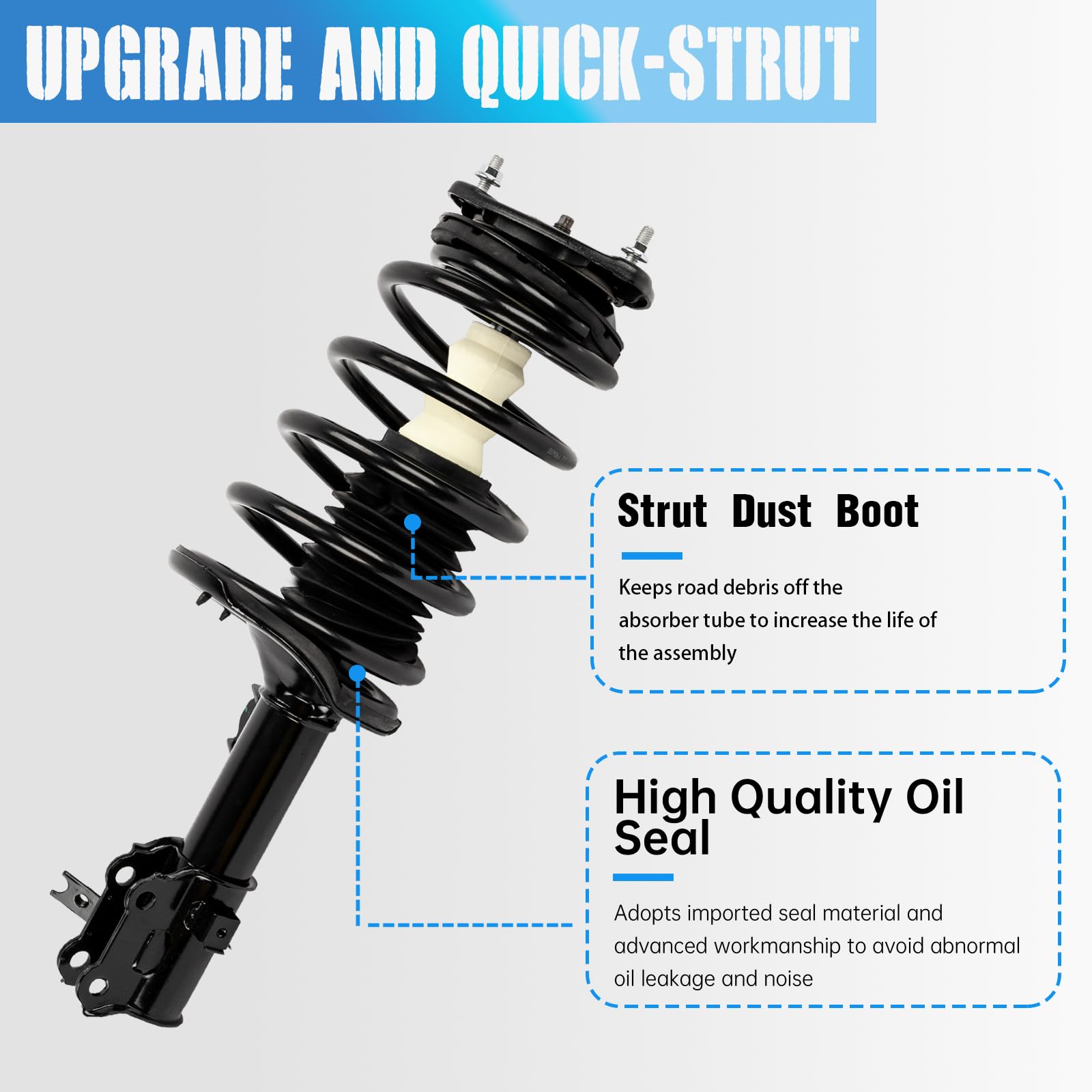 NINGTEA Front Shock Absorber Strut Assembly (Pair) – Fits 2002-2006 Mini Cooper – Left & Right – Gas Charged – Sealed