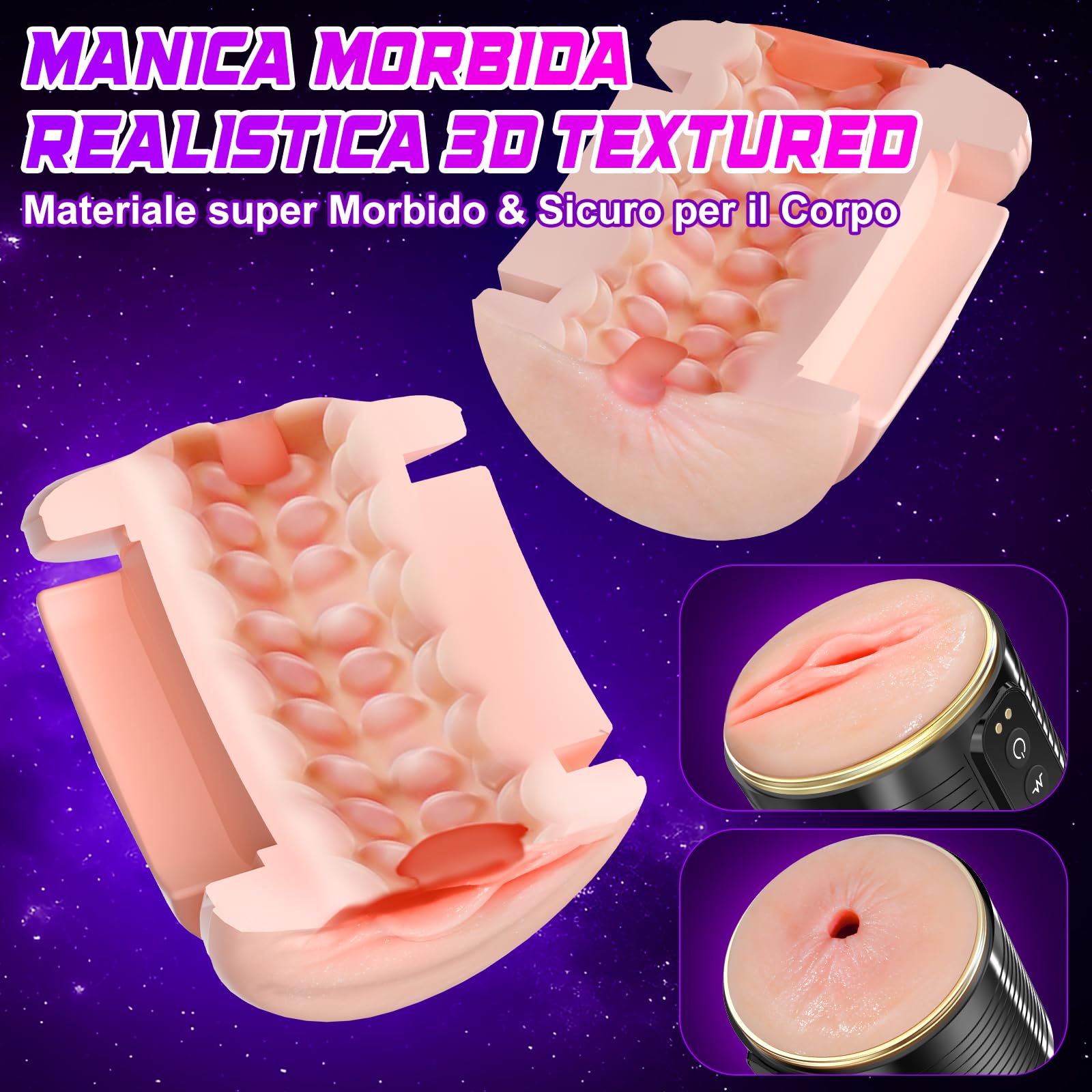 Masturbtore per Uomini Sex Toys - Masturvatore per Uomo Automatico LED Con 10 Modalità Potenti Masturbatore,Masturbatore con Vagina Finta Realistica Masturbtore per Pene Sexytoy