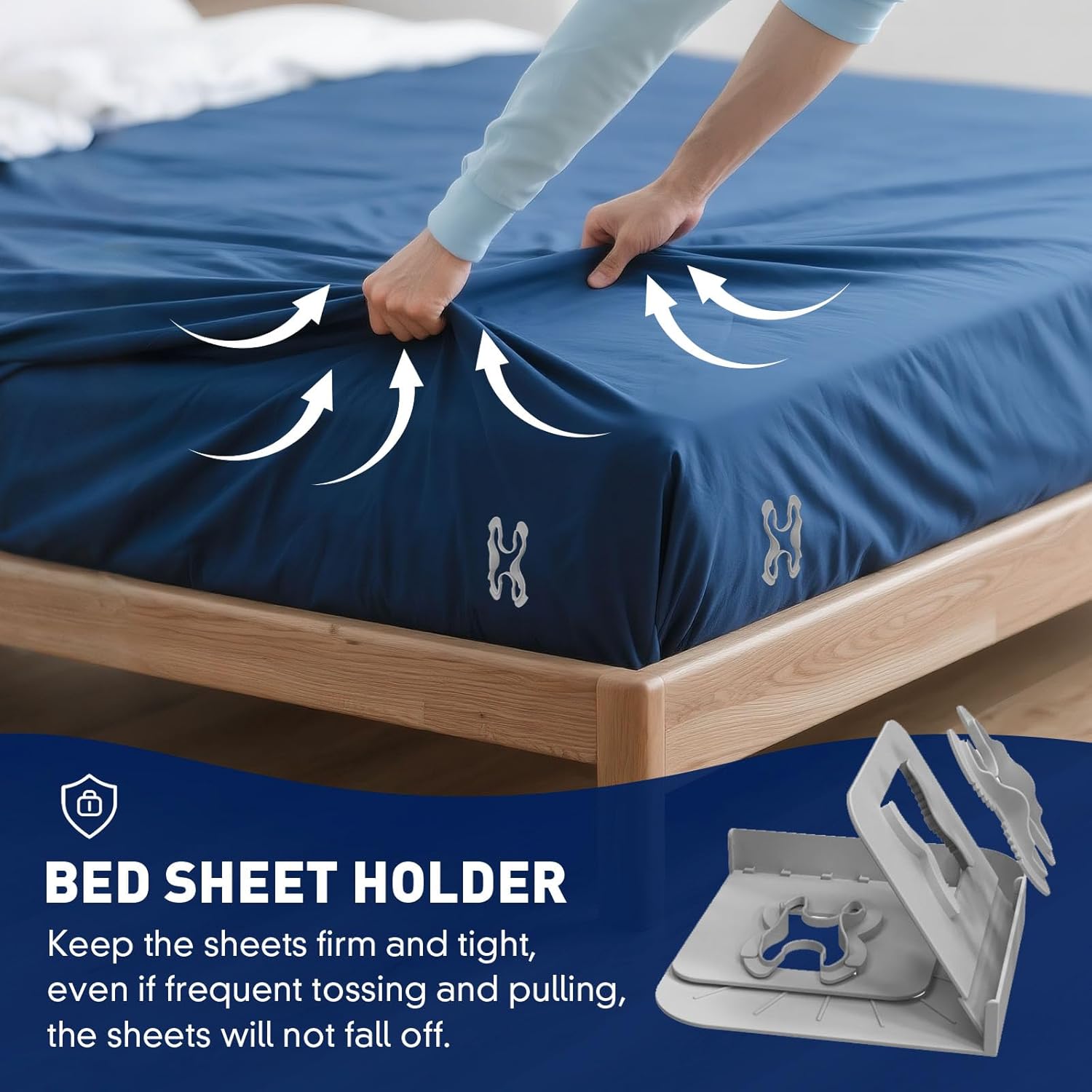 Bed Sheet Holders Lock for Corners - Lock Sheet Mattress Holder Corner Keep Firm Tight in Place Set of 4 - Heavy Duty Bed Sheets Holder for All Mattress Sizes (Grey)