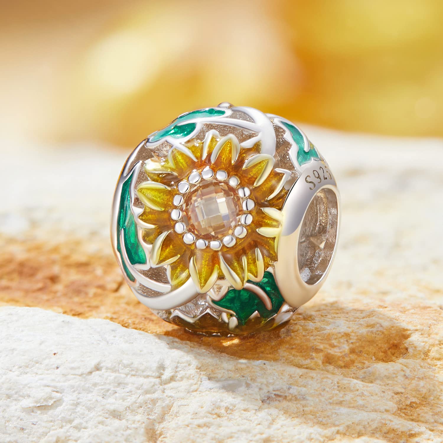 Ciondolo a forma di girasole, in argento Sterling 925