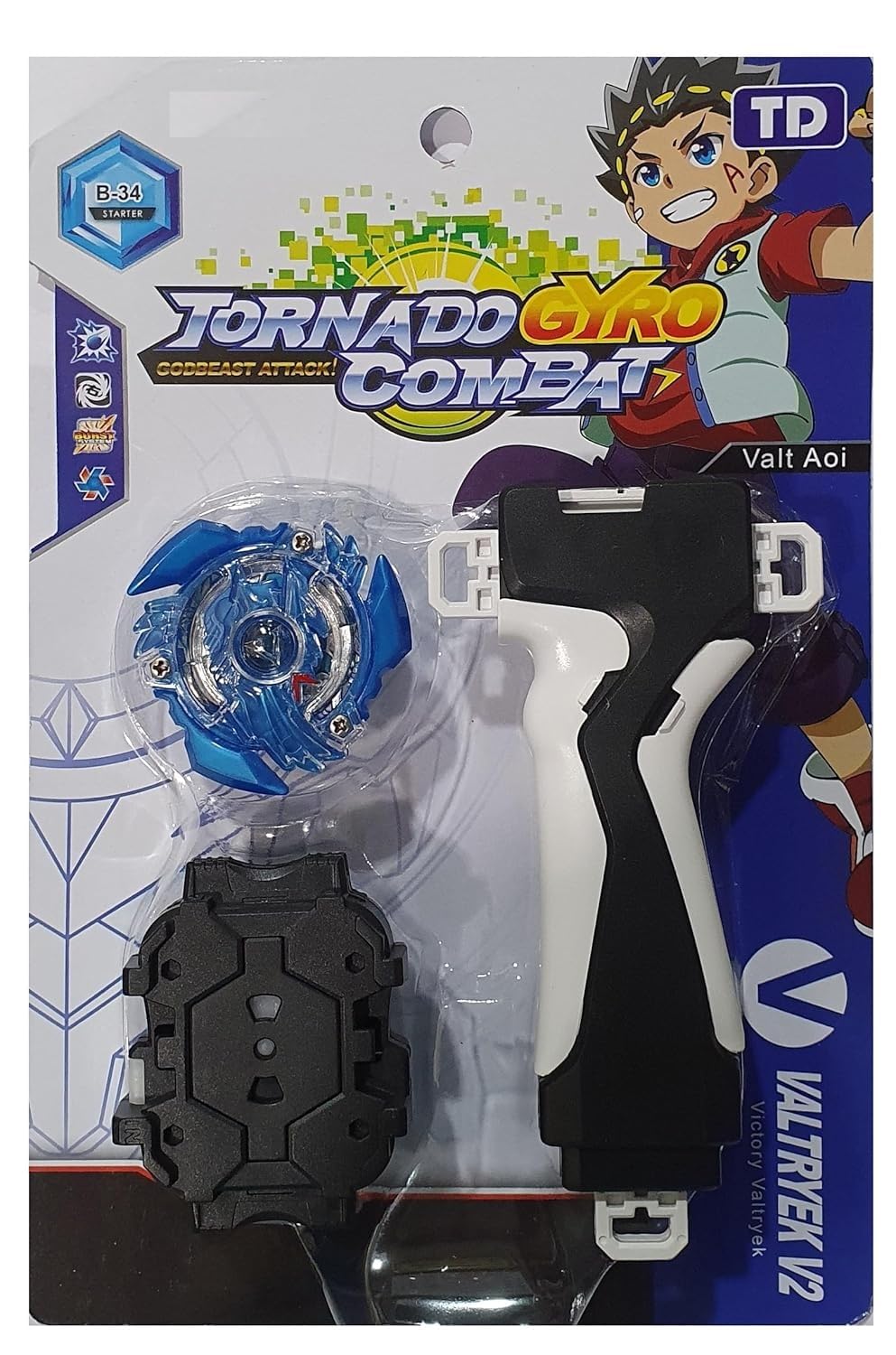 Generic Victory Valtryek V2 B-34 Starter Spinner: Red Anime Spinning Top with Handle Launcher