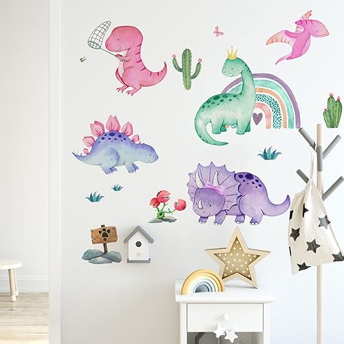 Miniatura 6 de Yovkky Calcomanías de pared de elefante que brillan en la oscuridad, decoración de luna rosa para niños, globo aerostático, estrella, cuna,