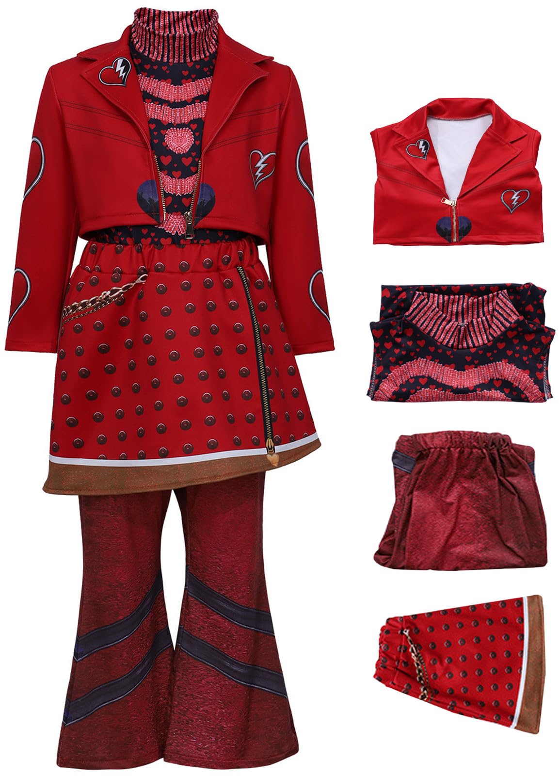 Bambina Cosplay Red Principessa Costume Set 4 Pezzi Halloween Festa