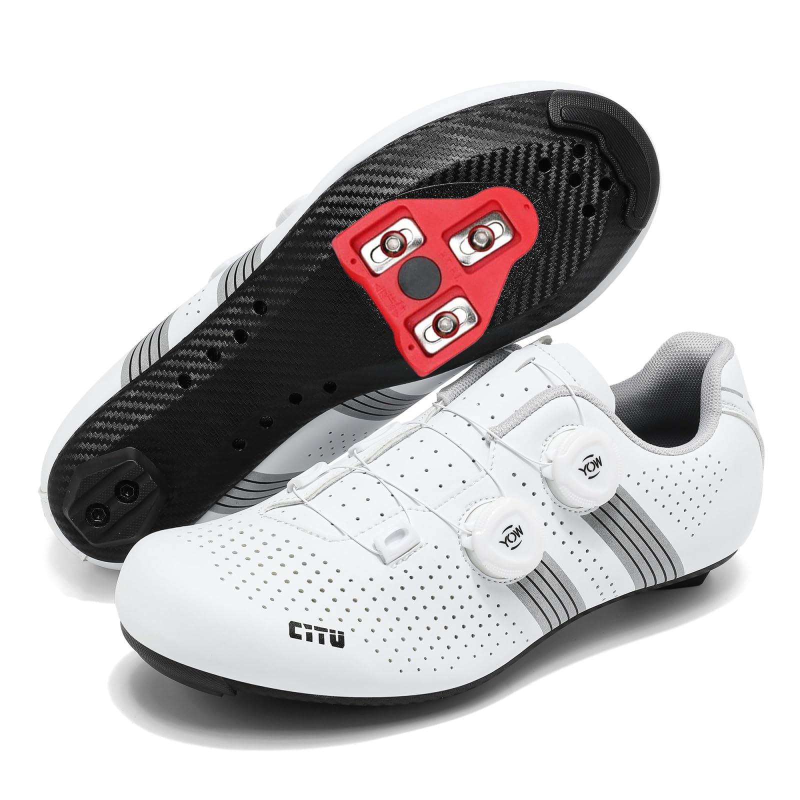 JiuQing Zapatillas Ciclismo Hombre Anchas para Bicicleta de Carretera Compatibles con Peloton Y KEO con Calas Delta Ligeras Y Transpirables para Ciclismo Indoor