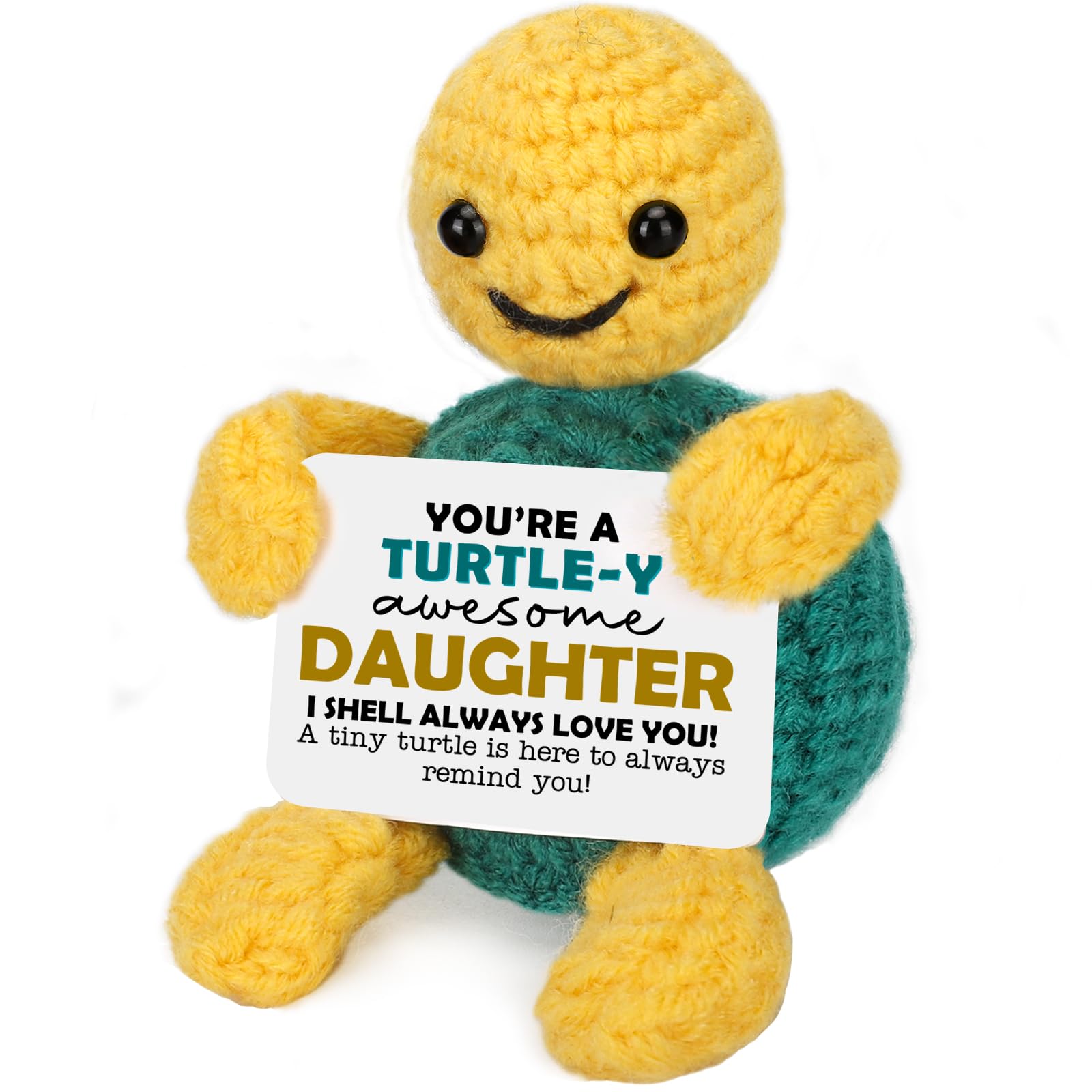 Daughter Back to School Gifts from Mom Dad, Funny Turtle Mothers Day Birthday Gifts for Daughter In Law Bonus Step Teen Girls, I Love You Small Cute Stuff Things, Handmade Emotional Crochet Turtle