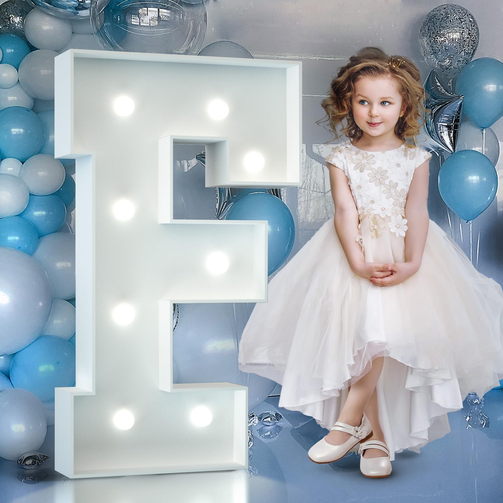 4FT Light Up Numbers Birthday Decoration Large Marquee Numbers 1 for 1st 18th 21st Birthday Party Decor Wedding, Big Number Frame Foam Cardboard Mosaic Arch Stand Pre-Cut Numbers — view 31
