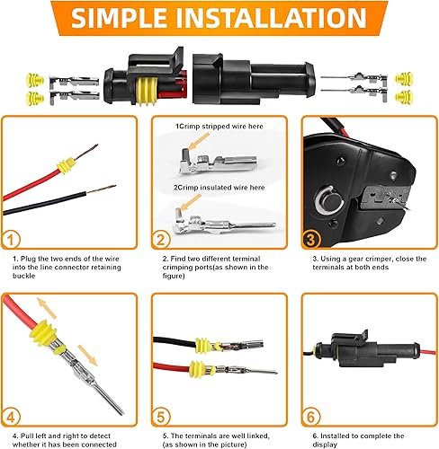 Miniatura 5 de ANTOM 709PCS Water Proof Wire Connectors 43 Kits-123456 Pin Automotive Electrical Connectors-with Ratcheting Wire Crimper-Waterproof Connectors for