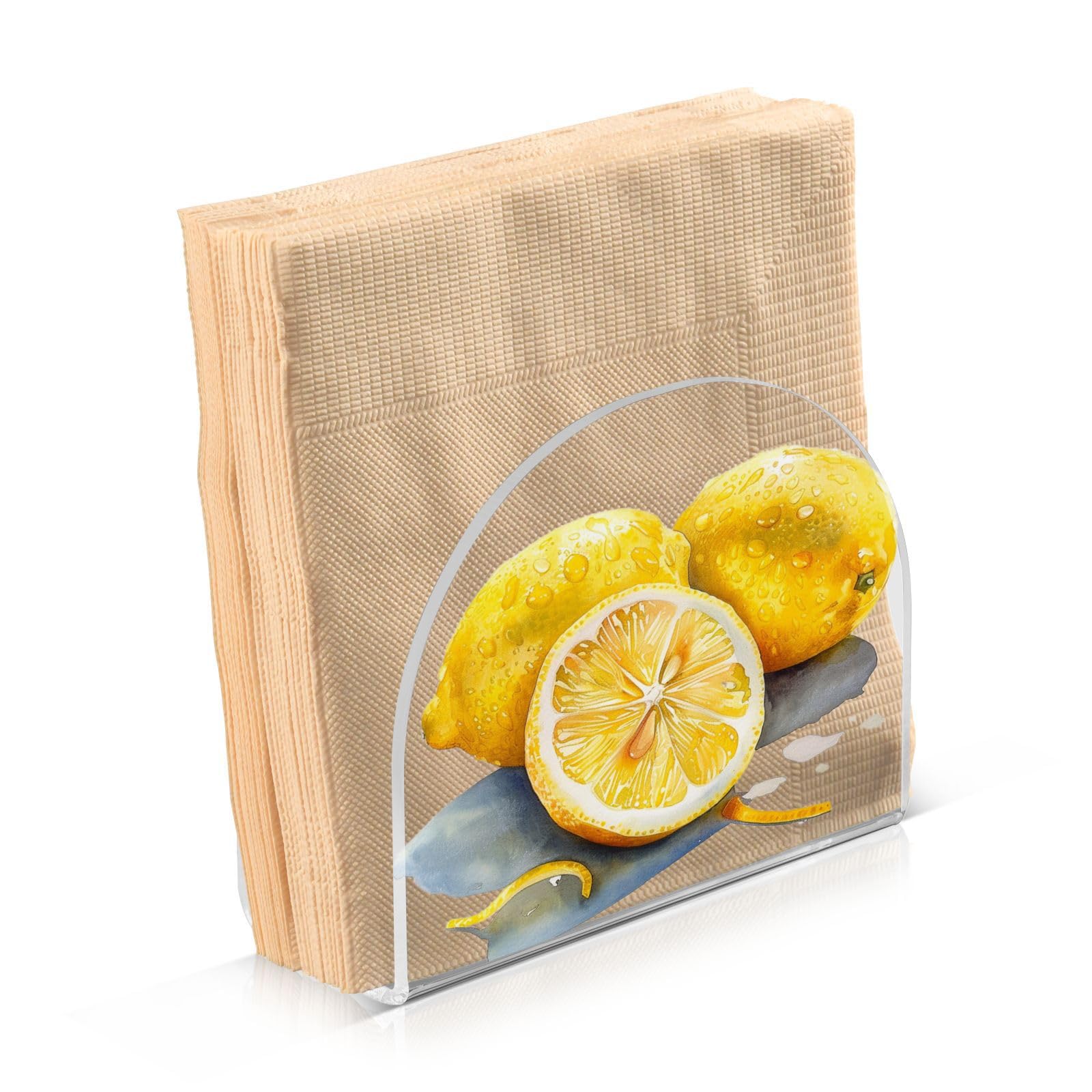 ALAZA Lemon Watercolour Napkin Holder for Table Cocktail Farmhouse, Paper Napkins Dispenser for Home Kitchen Coffee Shop Dining Room Decor
