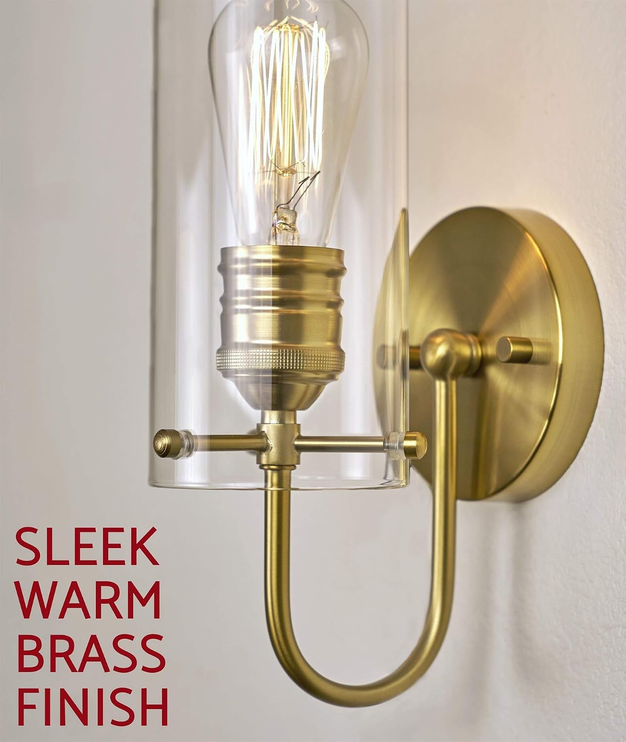 Exclusive Kira Home Inara 12 Modern Farmhouse Wall Sconce, Gooseneck Bathroom Light, Clear Glass Cylinder Shade + Warm Brass Finish Cheapest 🛒 Kira Home Inara 12 Modern Farmhouse Wall Sconce, Gooseneck Bathroom Light, Clear Glass Cylinder Shade + Warm Brass Finish