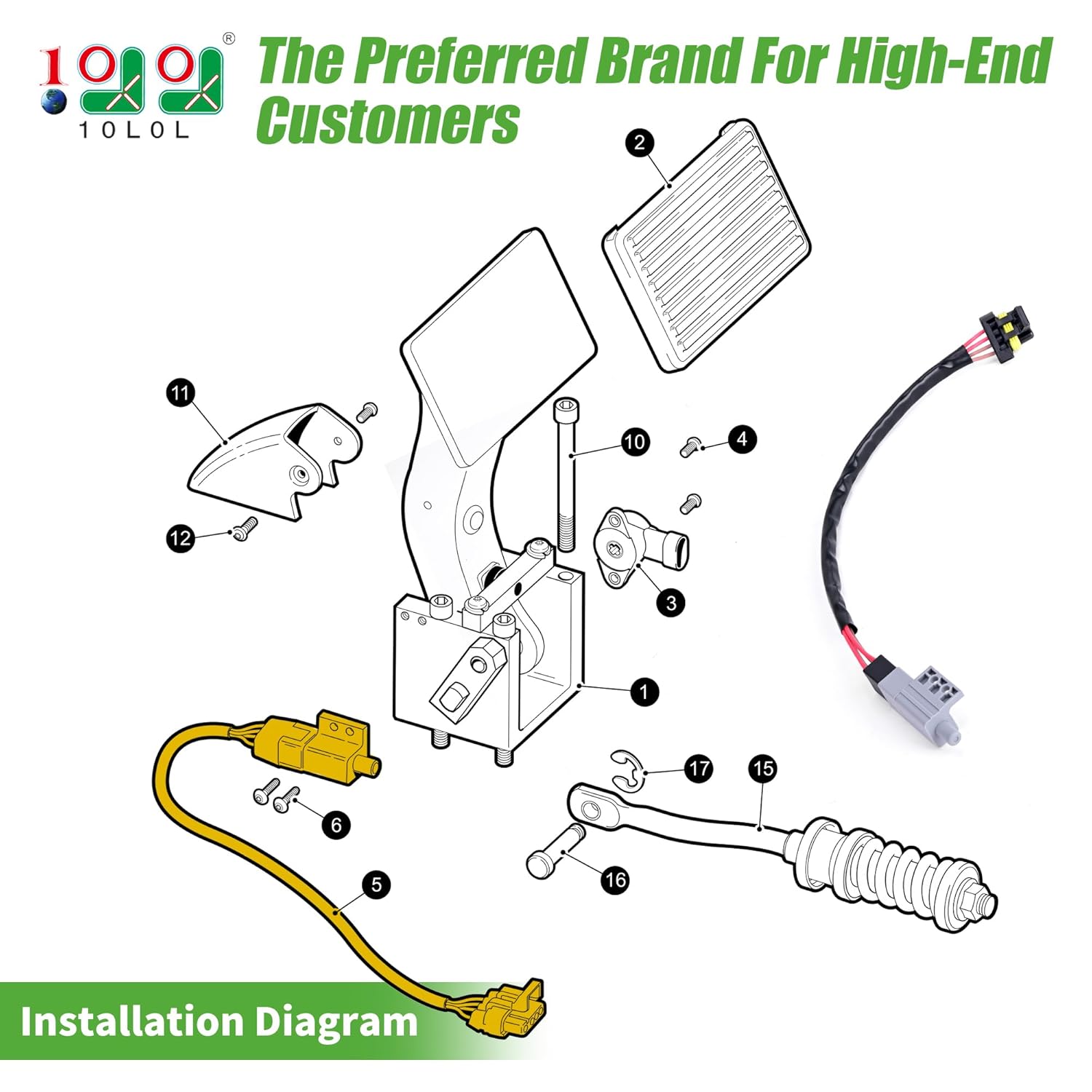 10L0L Golf Cart Accelerator and Brake Pedal Switch with Jumper Harness Fits EZGO Gas & Electric RXV Golf Cart, Repalces 607605 610668 606711 612889 615747