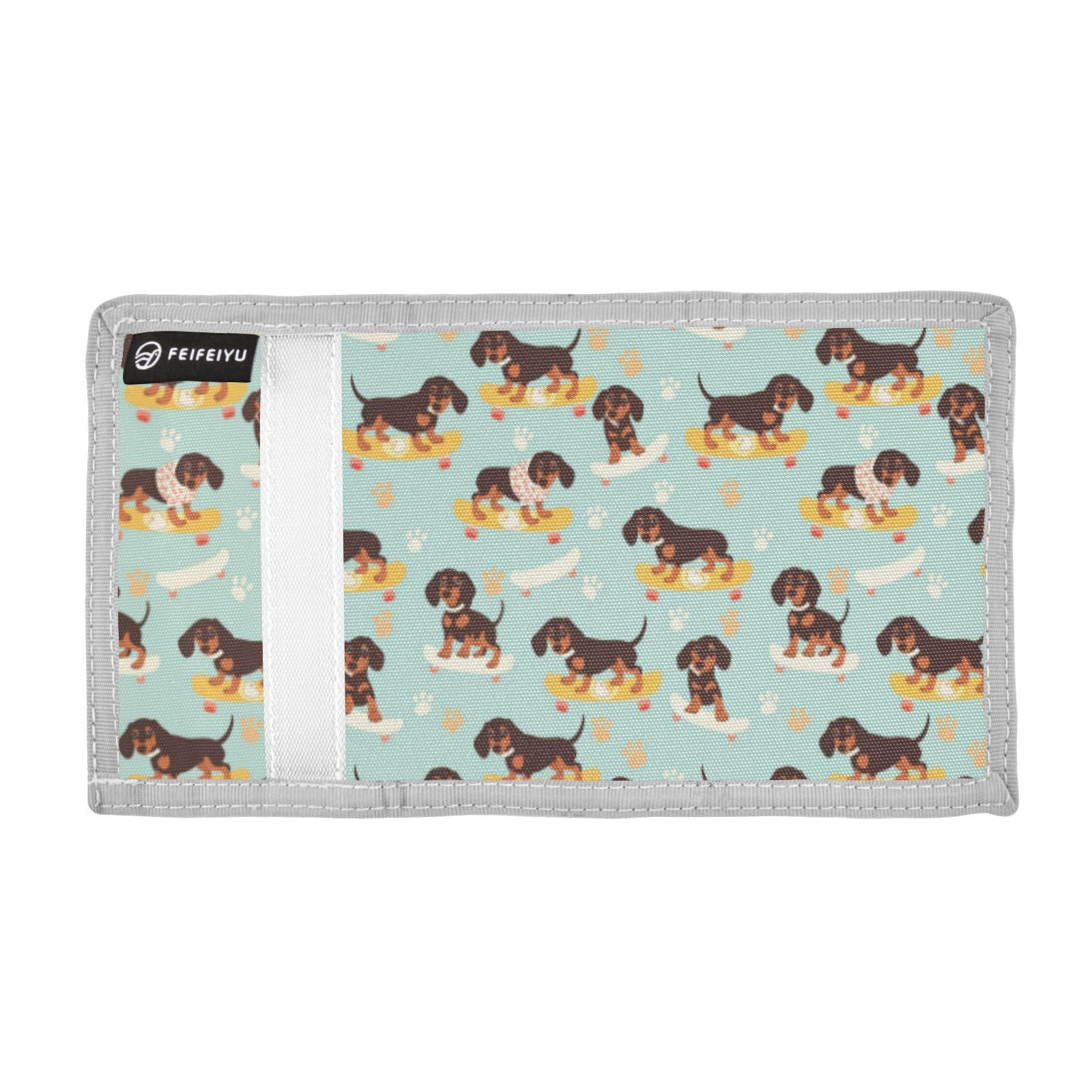 Wusikd Dachshund Kids Wallet for Boys Girls Dogs Paws Toddler Trifold Wallet Novelty Wallet for Teens Women Men
