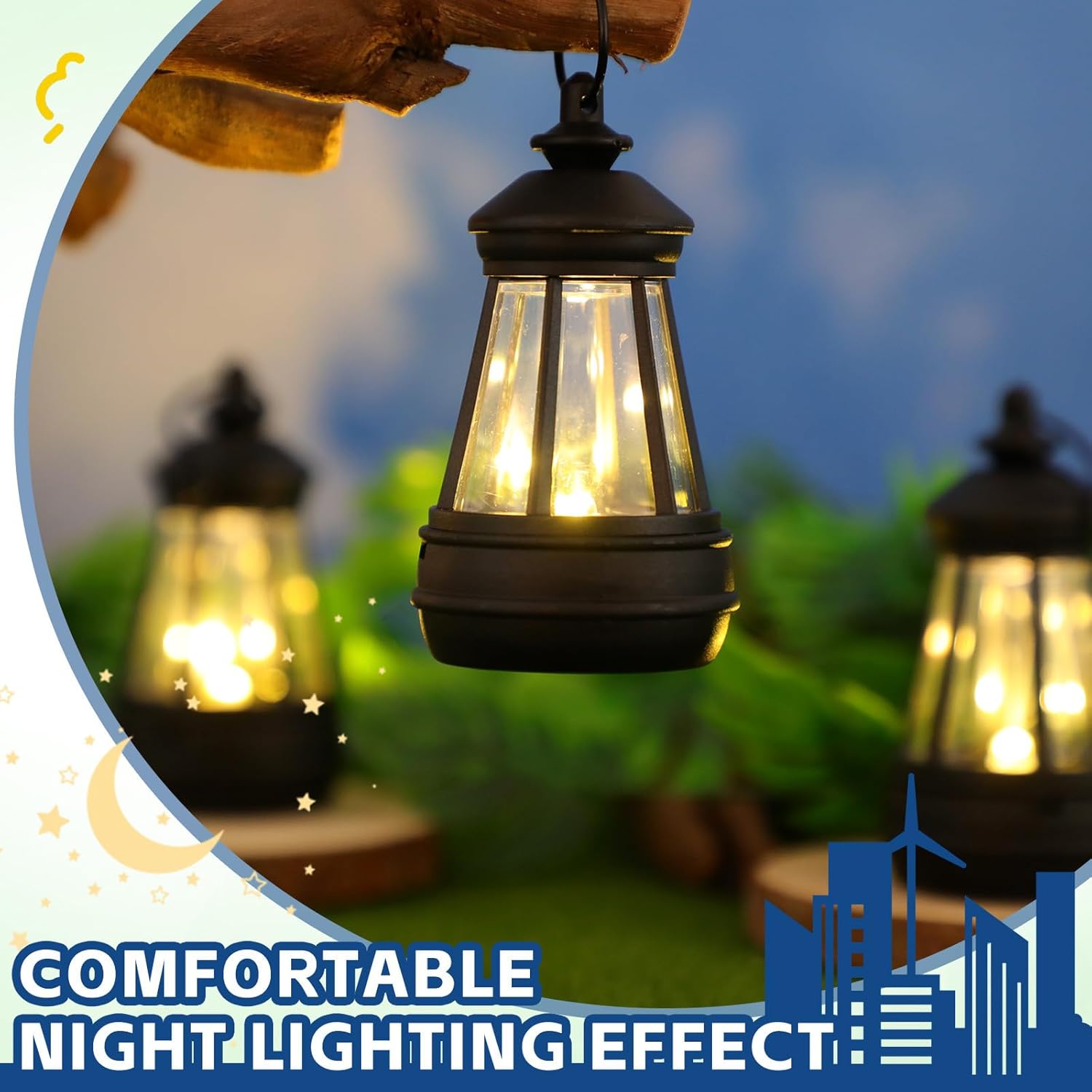 3pcs Small Solar Garden Lanterns 3. 3x1. 9in Mini Hanging Lantern Outdoor Plastic Solar Powered Hanging Lights for Outdoor Statue Decorative Garden Decor