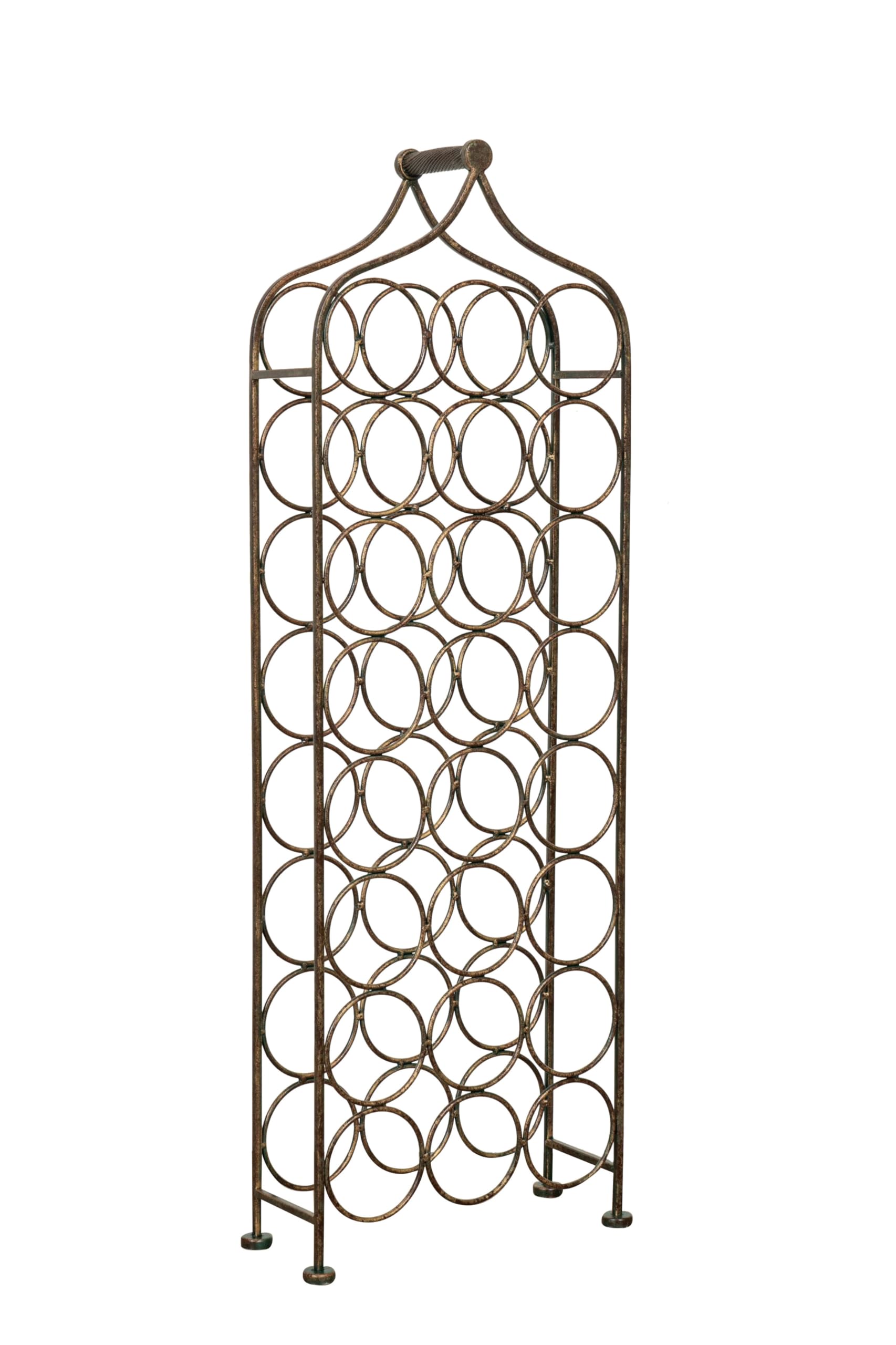 Biscottini Portabottiglie Vino in Ferro Battuto Finitura Nera anticata 36x16x106 - Porta Bottiglie Vino in Metallo - Cantinetta Vino 24 Bottiglie - Portabottiglie Cucina Bar - Portavini - Espositore