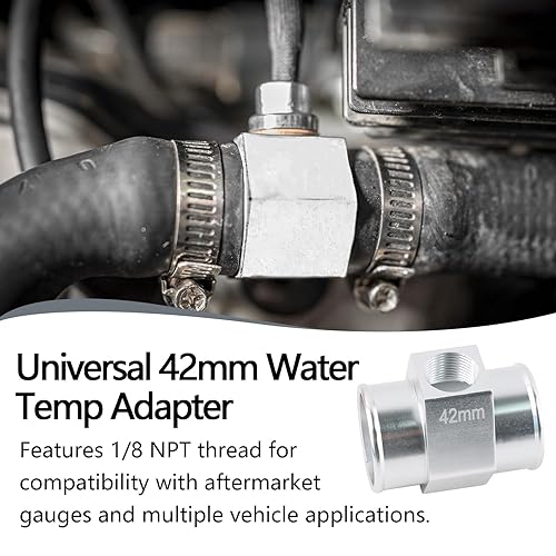 Miniatura 4 de Adaptador de sensor de temperatura del agua, adaptador de manguera de radiador de aluminio de 1.654 in con 18 NPT para ajuste universal en la