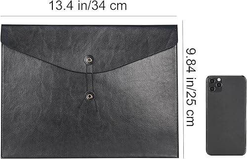 Miniatura 2 de VANRA Carpetas de archivo de piel sintética para documentos de oficina, sobre de archivo, tamaño carta A4, carpeta de archivo con cierre de lazo