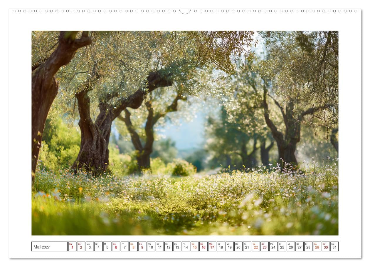 Die Magie der Olivenhaine (hochwertiger Premium Wandkalender 2027 DIN A2 quer), Kunstdruck in Hochglanz: Silbergrüne Olivenhaine, warmes Licht und die ... dich durch das Jahr. (CALVENDO Natur)