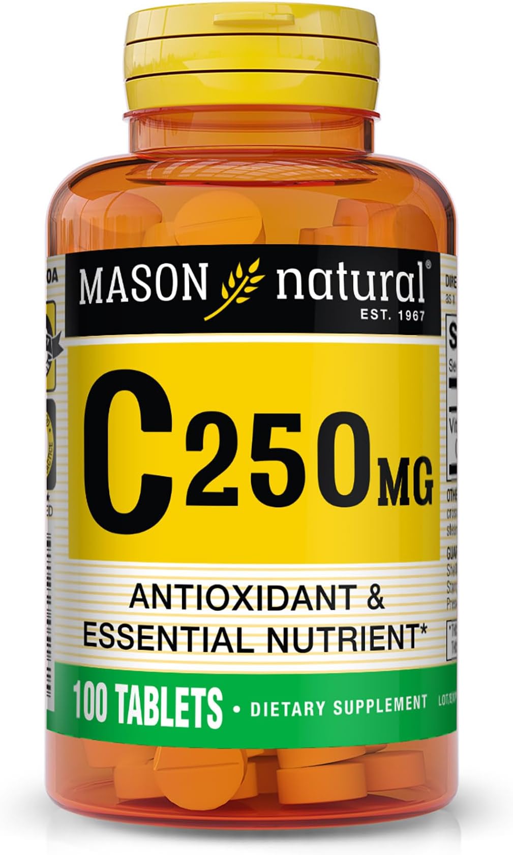 Mason Natural Vitamin C 250 mg (as Ascorbic Acid) - Supports Healthy Immune System, Antioxidant and Essential Nutrient, 100 Tablets