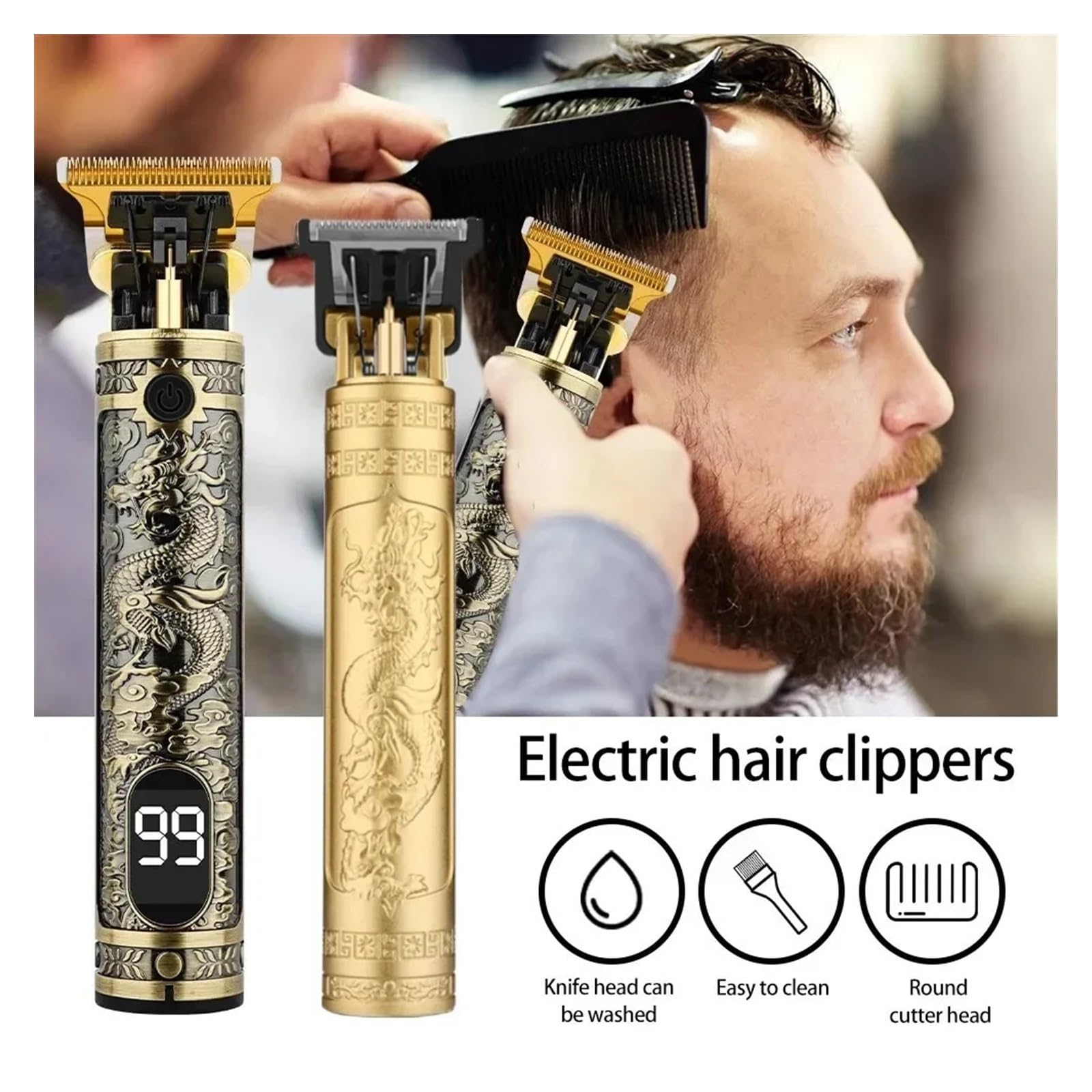 Razors T9 LCD - Cortadora de pelo eléctrica, cabezal de afeitado eléctrico para peluquería (LCD negro)