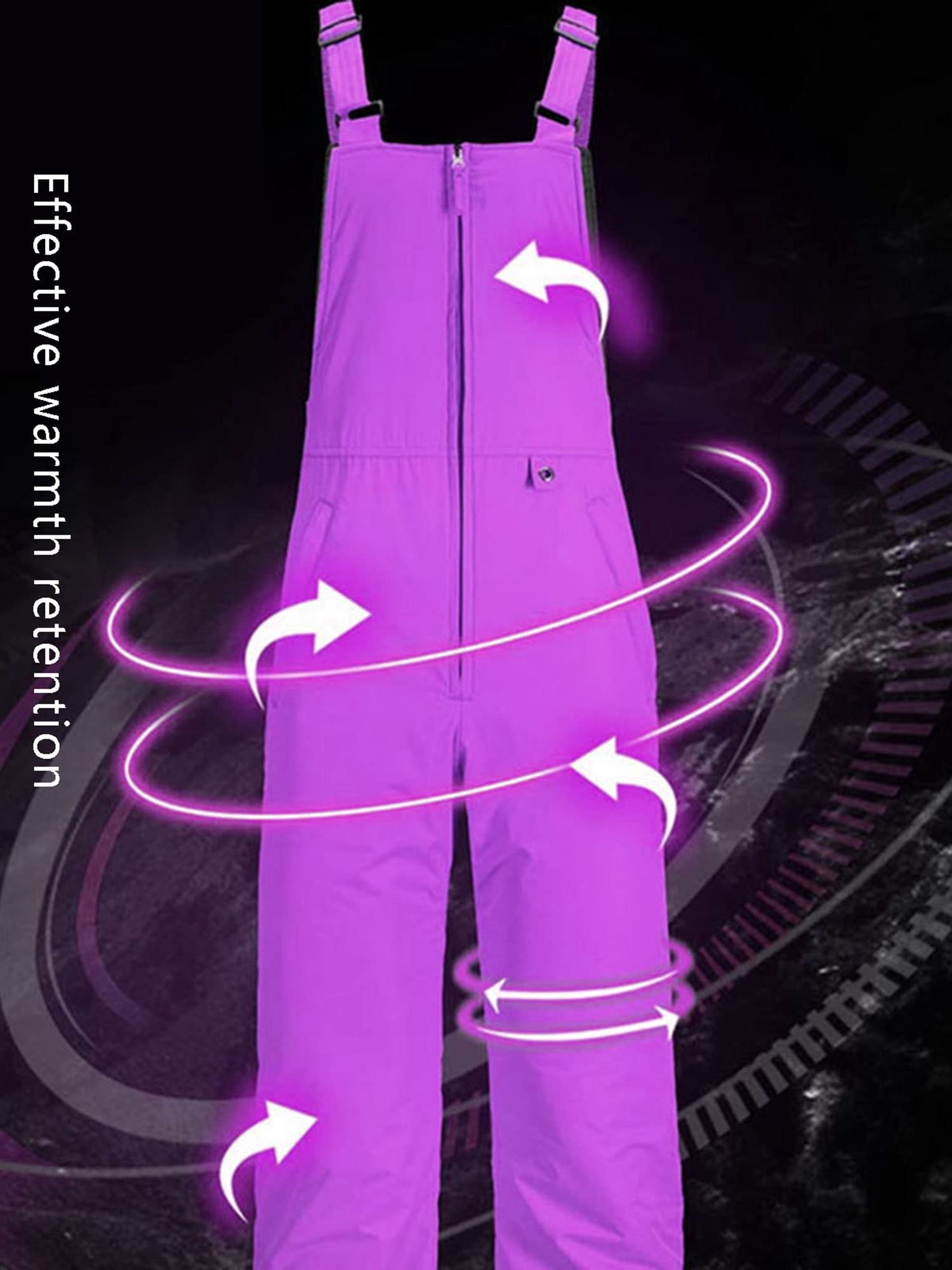 Achlibe Combinaison de ski sans manches avec bretelles réglables pour femme - Pantalon de snowboard imperméable pour l'extérieur
