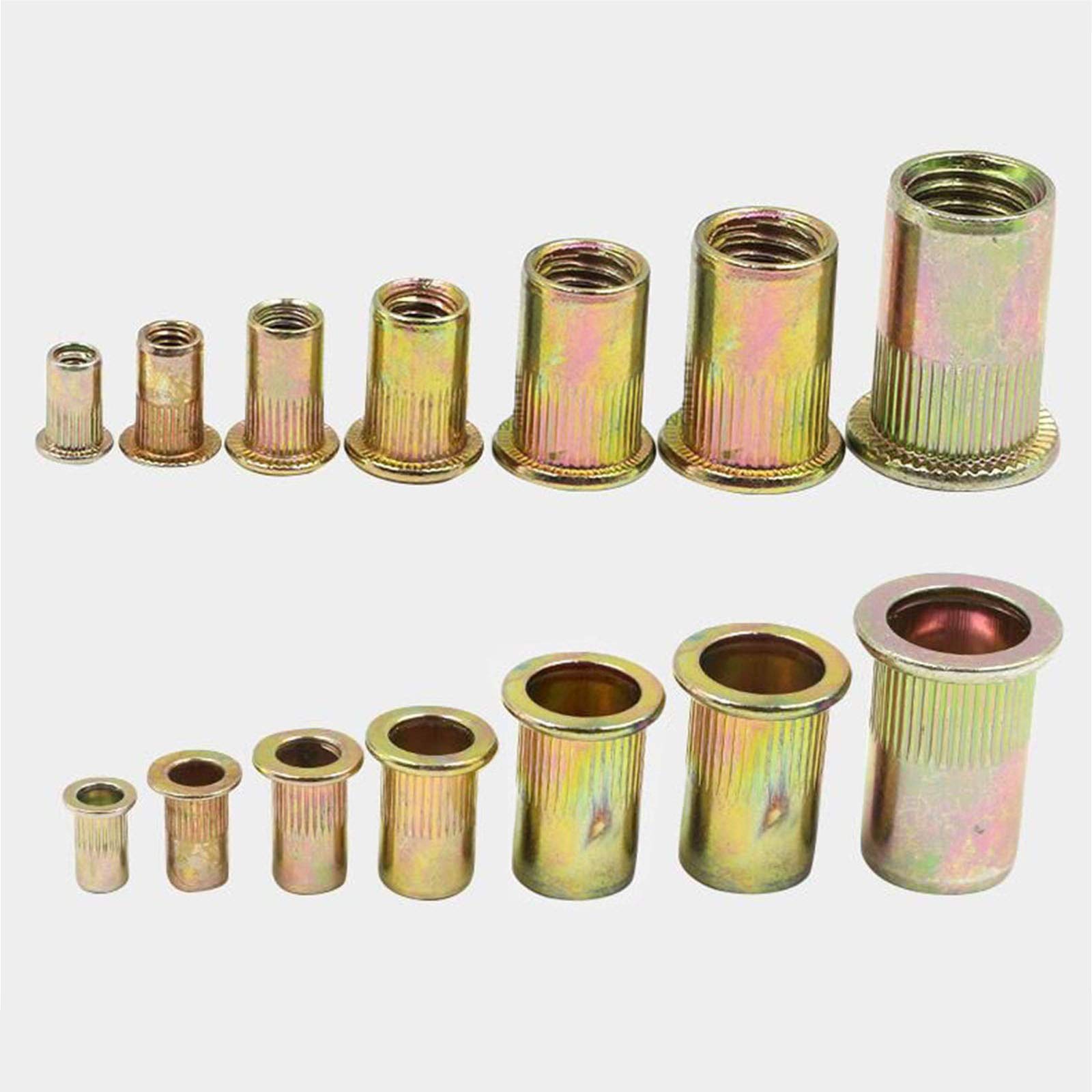 Tuerca De Remache De Acero Al Carbono De 500 Piezas Sistema Métrico De Superficie Chapada En Zinc + Kit Ensamblado En Pulgadas (M3-M10 Y 8-32, 10-24, 1/4-20, 5/16-18, 3/8-16, 1/2-13)