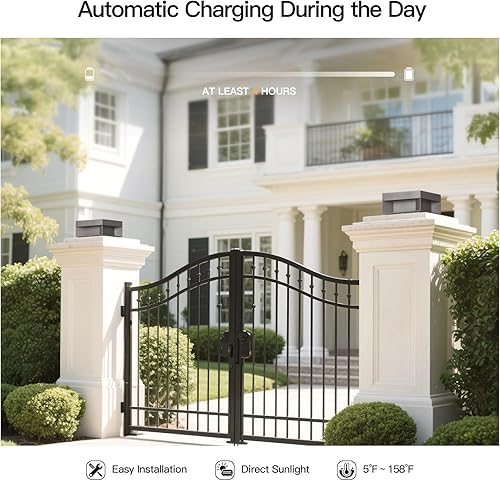 Miniatura 9 de Lámpara solar moderna para postes de patio, lámpara LED para exteriores con tapa de columna, IP65, impermeable, 3000 K, iluminación de paisaje