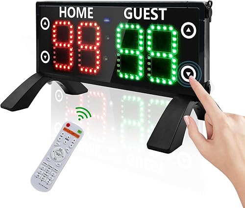 YZ Marcador electrónico grande de 12 pulgadas con reloj de cuenta regresiva, marcador digital portátil con control remoto, puntuación de alto brillo