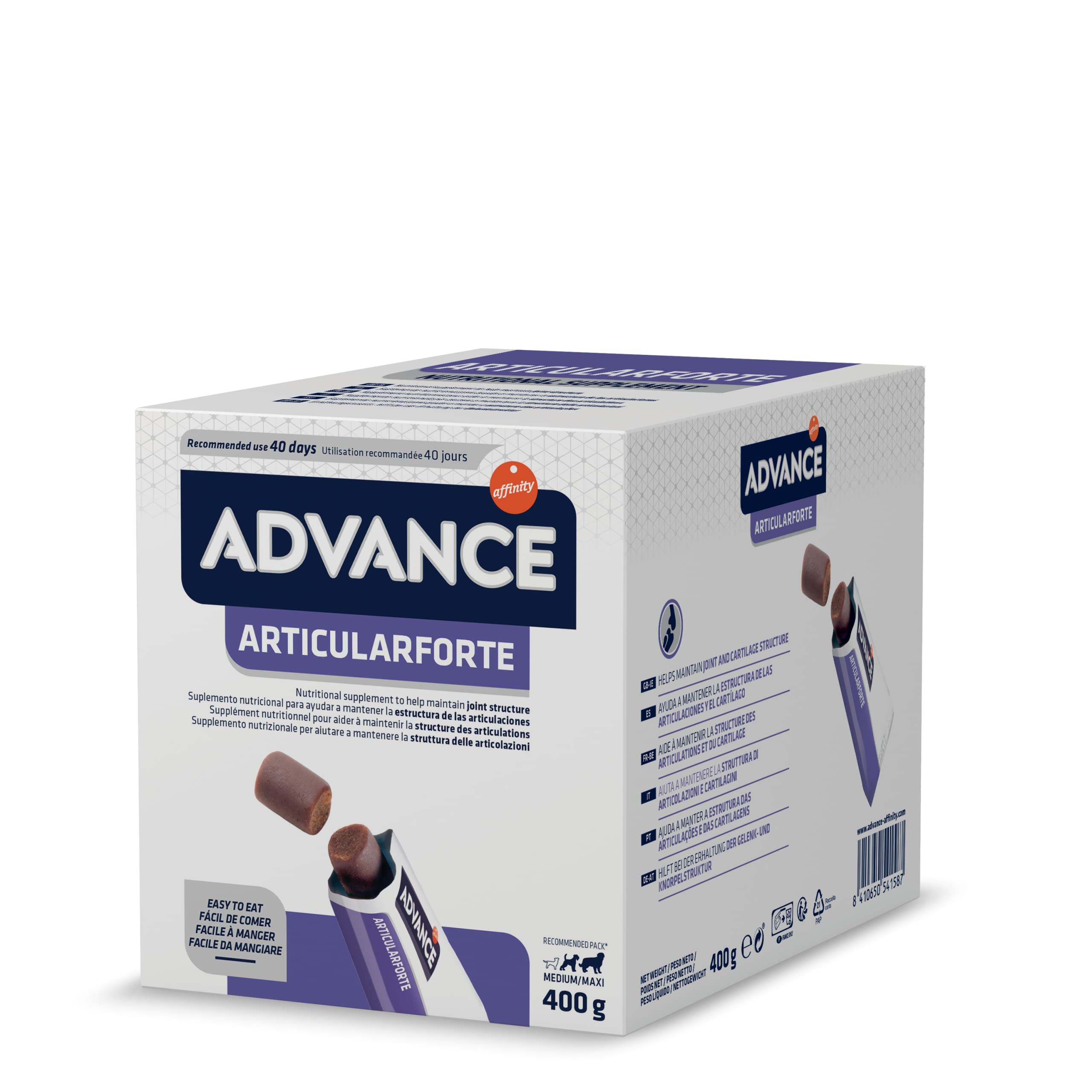 ADVANCE Suplemento Nutricional para Perros Articularforte, Caja de 80 Partículas de 5 gr