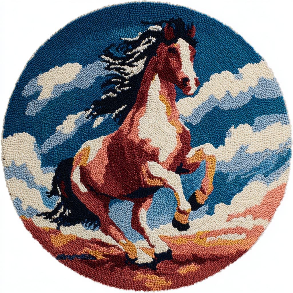 AMBATTERY Latch Hook Rug Kit Latch Hook Kits for Adults,Animal Horse