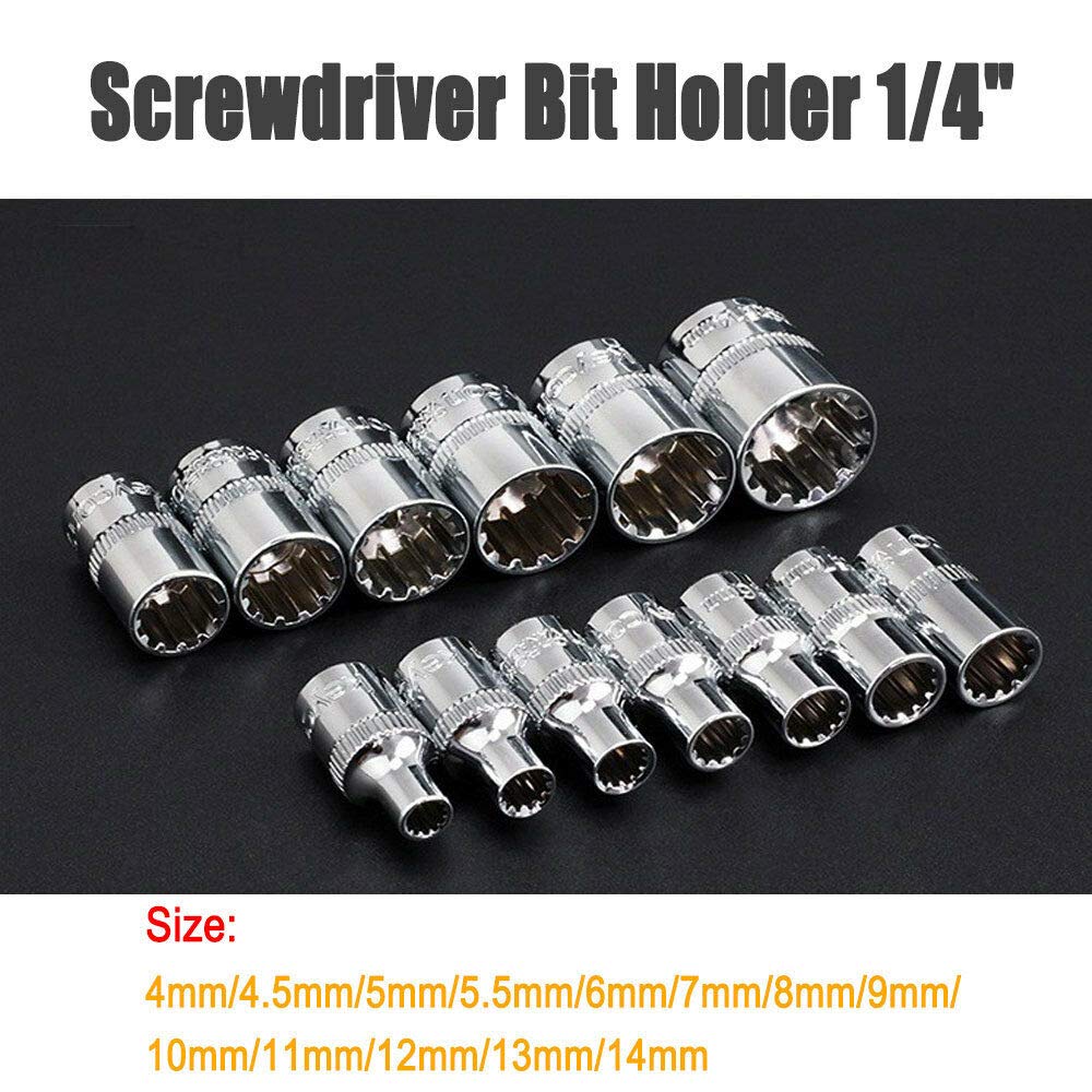 BE-TOOL Universal-Steckschlüssel-Adapter – Passt Auf 5–14 Mm Muttern (1/4 Zoll, Verchromt)