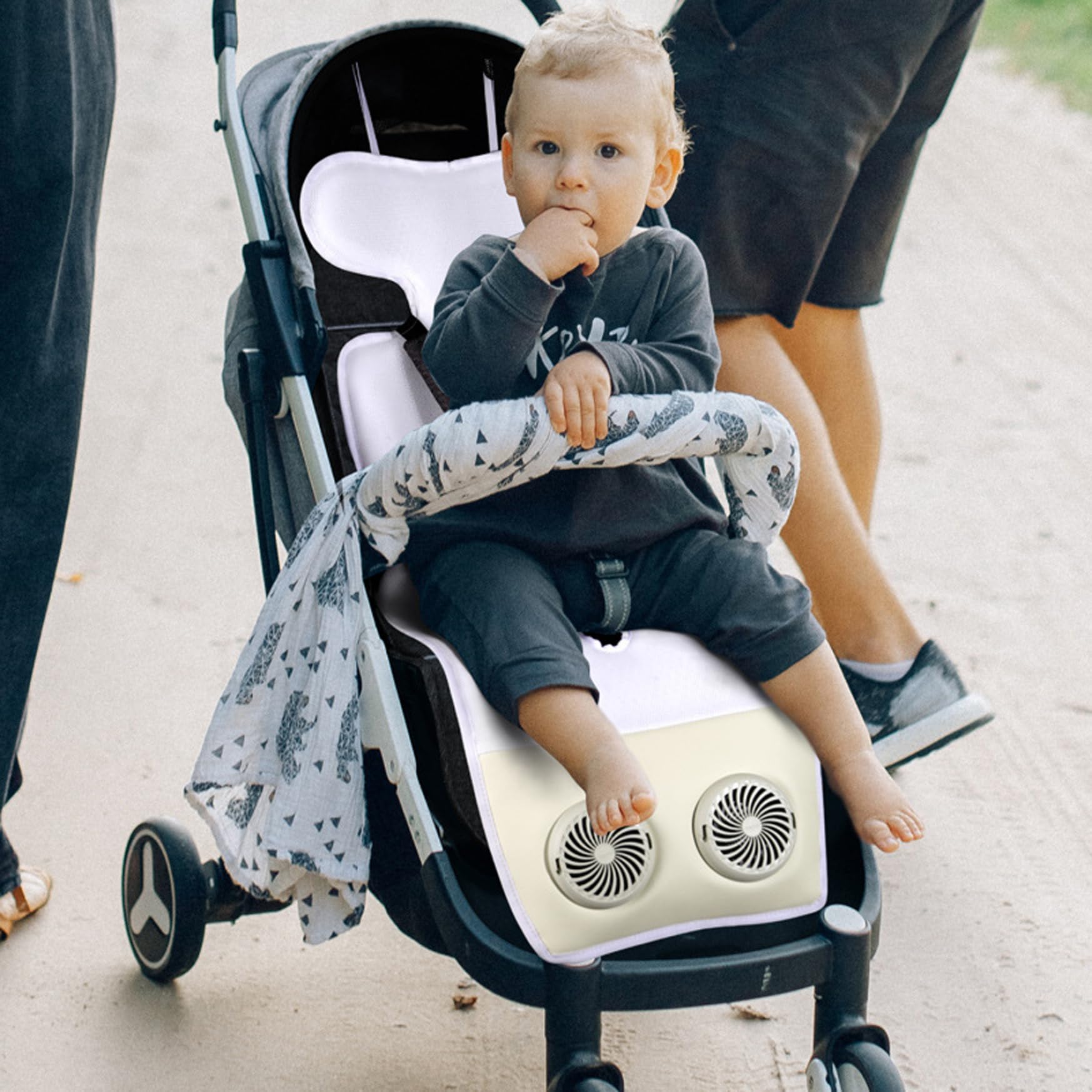 Cuscino di raffreddamento per passeggino Inserto estivo per neonati in ghiaccio traspirante per seggiolino auto Ricaricabile sicuro con dispositivo di raffreddamento a 3 velocità