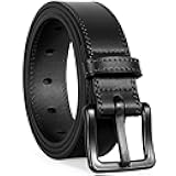Nickel Free Leather Belt for Men, Non Metal TSA Approved Men’s Belt for Jeans with Hypoallergenic Buckle
