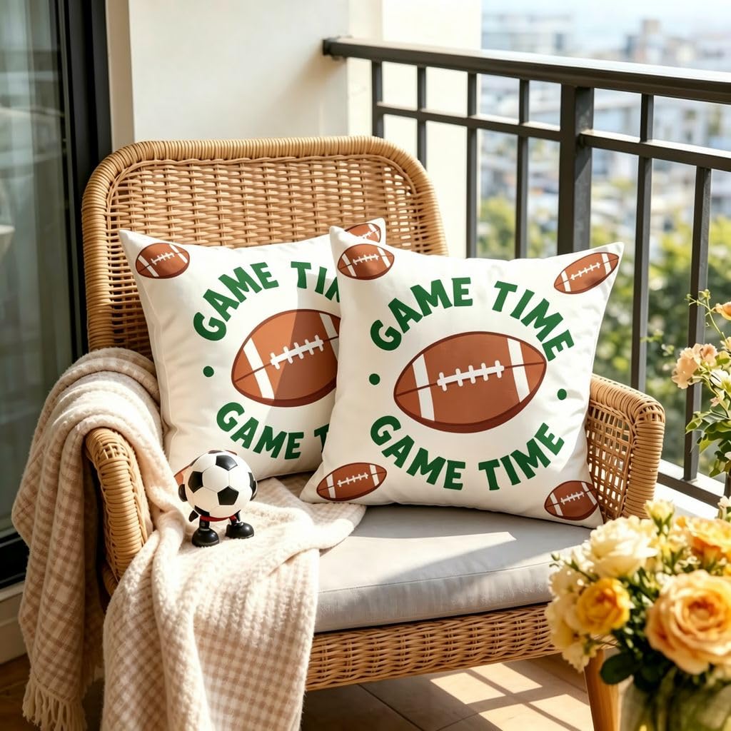 Game Time Rugby Throw Pillow Cover, Linen Cushion Cover-16x16
