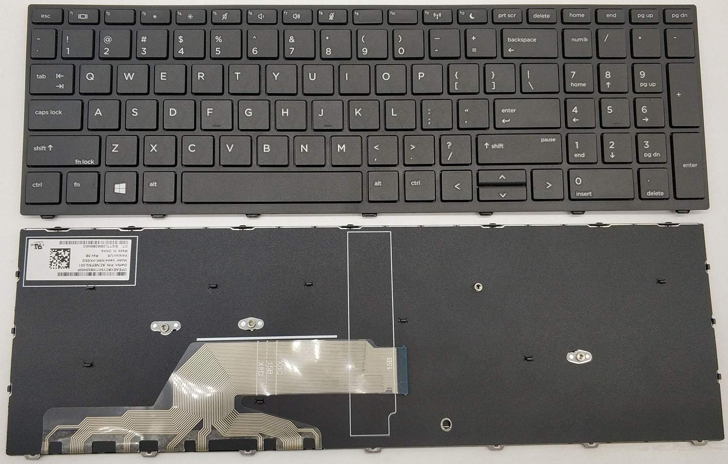US Layout Notebook Keyboard for HP ProBook 450 G5/455 G5/470 G5 Series, Black, No Backlight, 9z.nefsq.001 nsk-xk0sq 450 G5