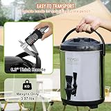 VEVOR Stainless Steel Insulated Beverage Dispenser, 1.5 Gallon 6 Liter, Thermal Hot and Cold Drink Server Dispenser with Spigot Handle, Food-Grade for Hot Tea Coffee Water Restaurant Drink Shop - 6