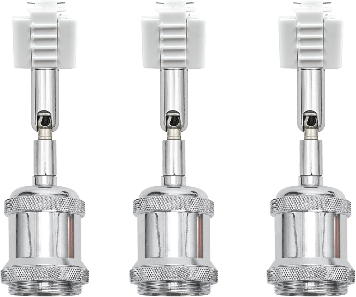 Set of Three Silver E26 Base Adjusted Angle Rotated Degree L-Type Track Lamp Vintage Design for Kitchen Bar Sink Loft(No Bulb & Track)