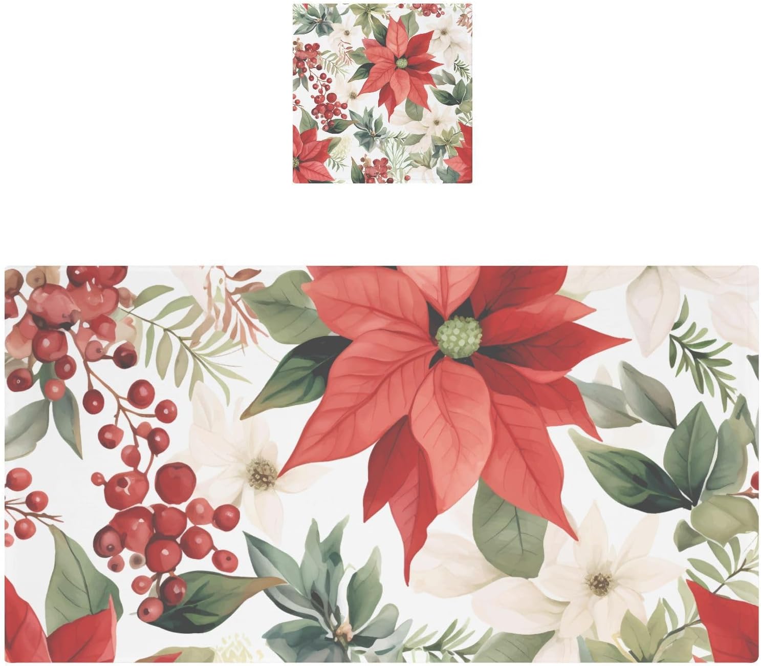 ALAZA Christmas Poinsettia Flowers Berries Bath Towel Sets