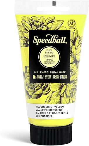 Miniatura 41 de Speedball Tinta de impresión en bloque soluble en agua 3512 – Color intenso con acabado satinado AP no tóxico 2.5 onzas líquidas, amarillo oscuro