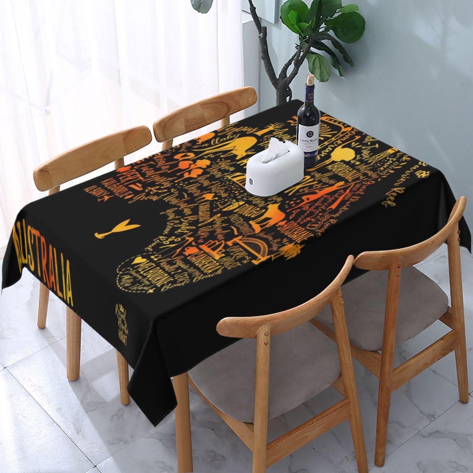 HLBSDM Map of Australia Rectangle Tablecloth, Suitable for Wedding, Party and Restaurant Festival Gathering Event Polyester Fabric Decorative Tablecloth(54x72in)
